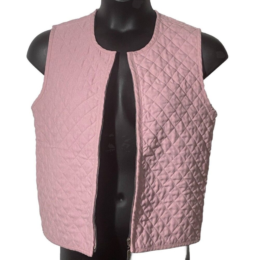 Napa Valley Pink Gray Size Small Quilted Reversible Vest Zip Polyester Gorp Farm